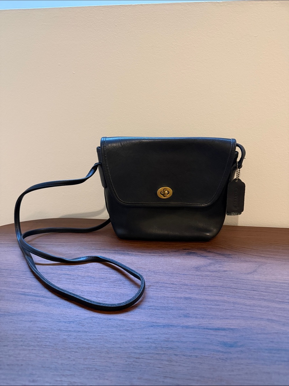 Vintage Coach Black Leather Quincey Bag